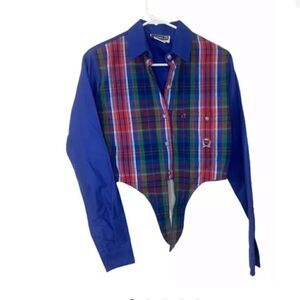 Panhandle Slim Women Plaid crop Front Tie Western Shirt XS